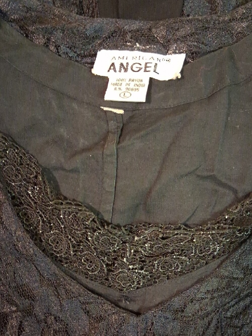 Vintage American Angel Black Lace Detail Dress Size L - Picture 6 of 8